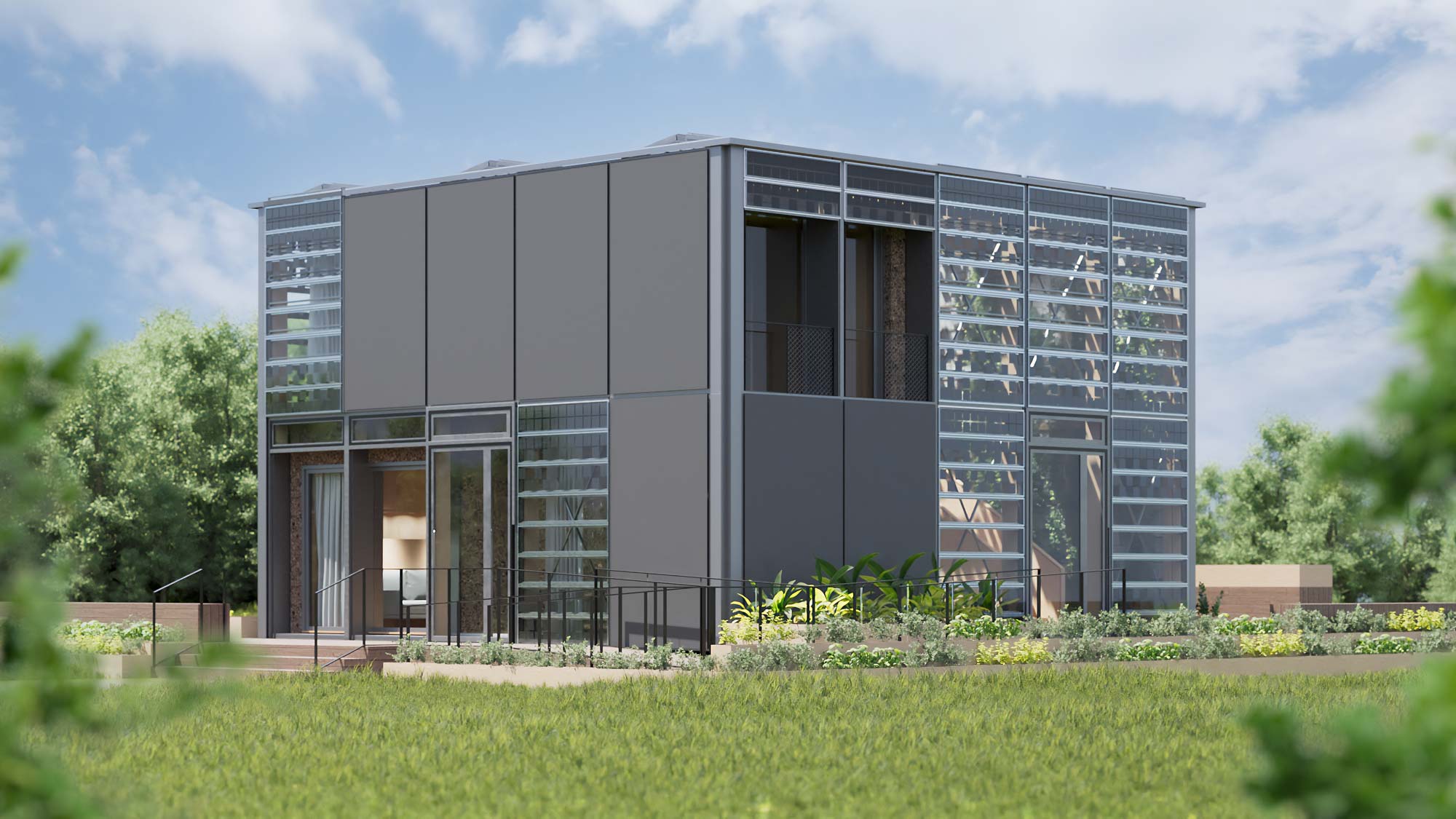 Exterior view of the HDU from Team MIMO for the Solar Decathlon Europe 21/22 in Wuppertal, Germany.