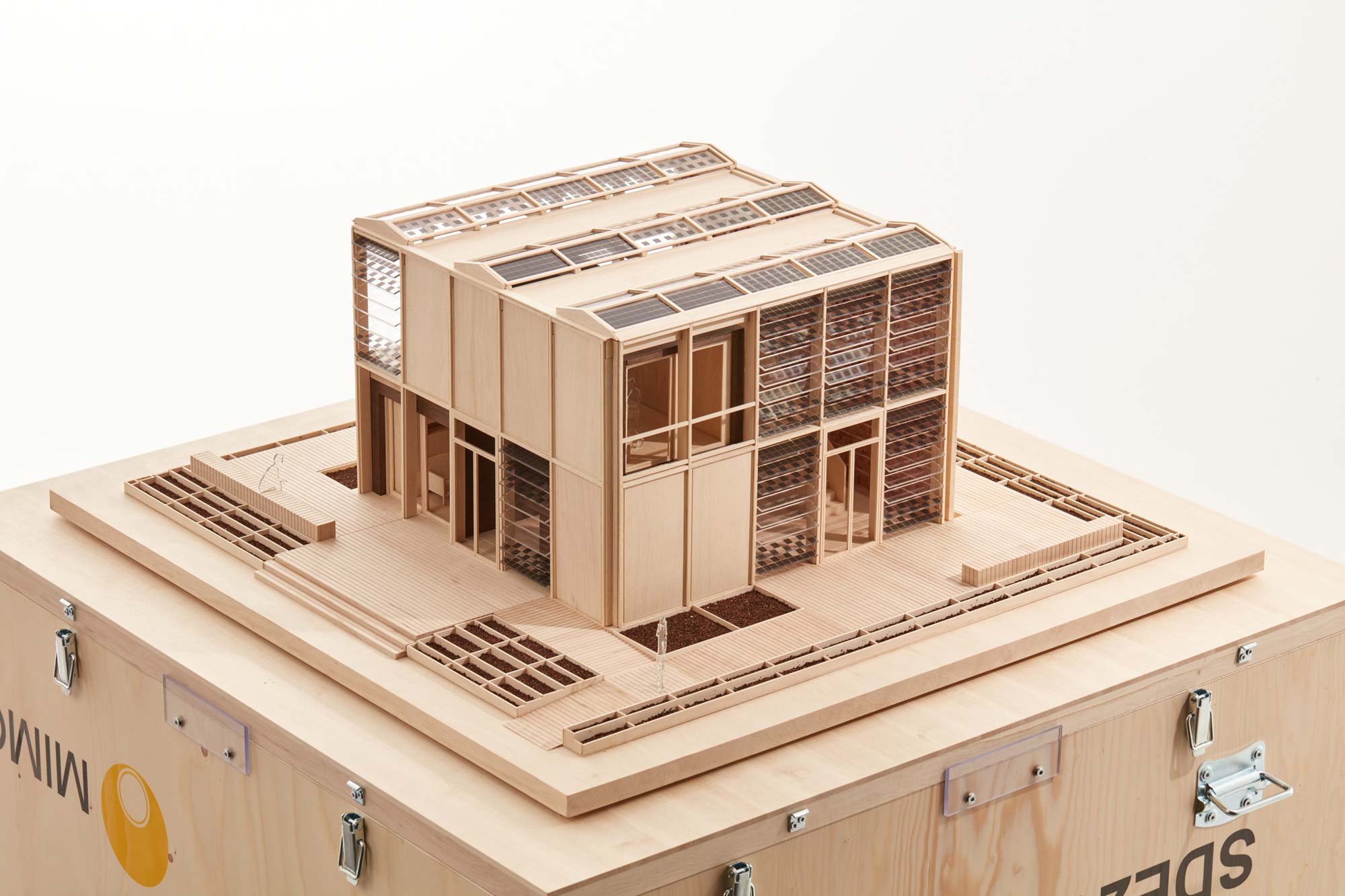 Wooden model of our House Demonstration Unit (HDU) on a scale of 1:20.